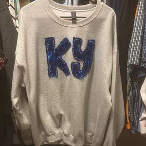 Kentucky Sweatshirt with Blue Sequin Letters